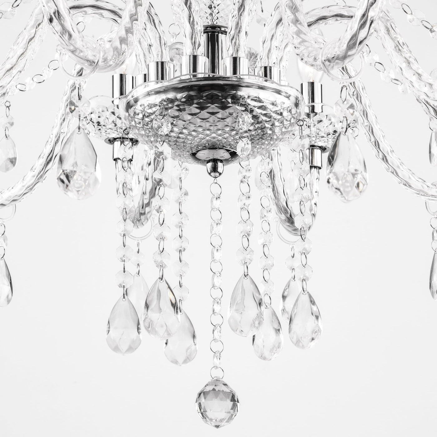PAPAYA Modern Chrome Beaded Hanging Chandelier Shades (W8.7 x H13), Beads Pendant Shade with Acrylic Crystal, Ceiling Chandelier Beaded Lampshade for Wedding Party Event Home Decoration Backdrop Bliss