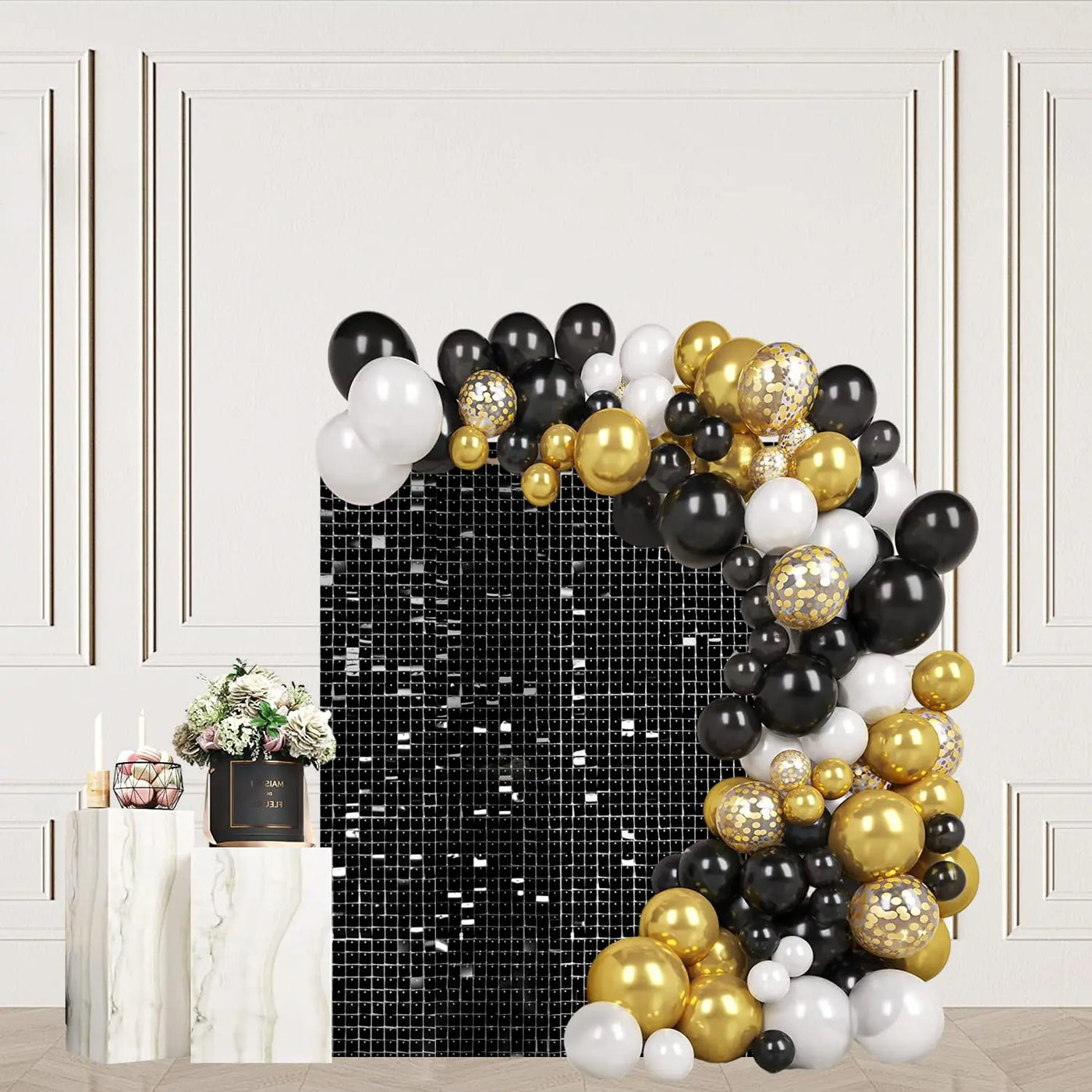 Pink Shimmer Wall Backdrop 24 Panels Cover 6 x 4 Ft, Photo Backdrops for Wedding,Anniversary,Birthday,Party Decoration Backdrop Bliss