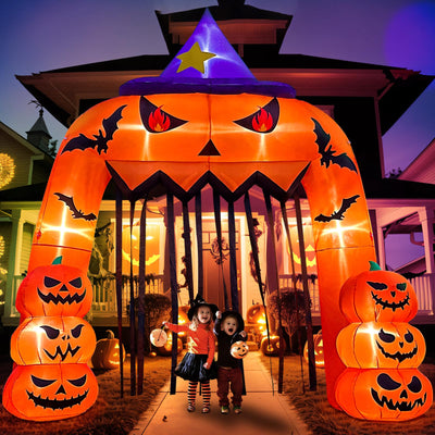 AerWo 12FT Tall Halloween Inflatables Archway Giant Arch, Pumpkin Blow Up With Built-in LED Lights for Outdoor Decorations, Holiday Yard Lawn Garden Party Decor Backdrop Bliss