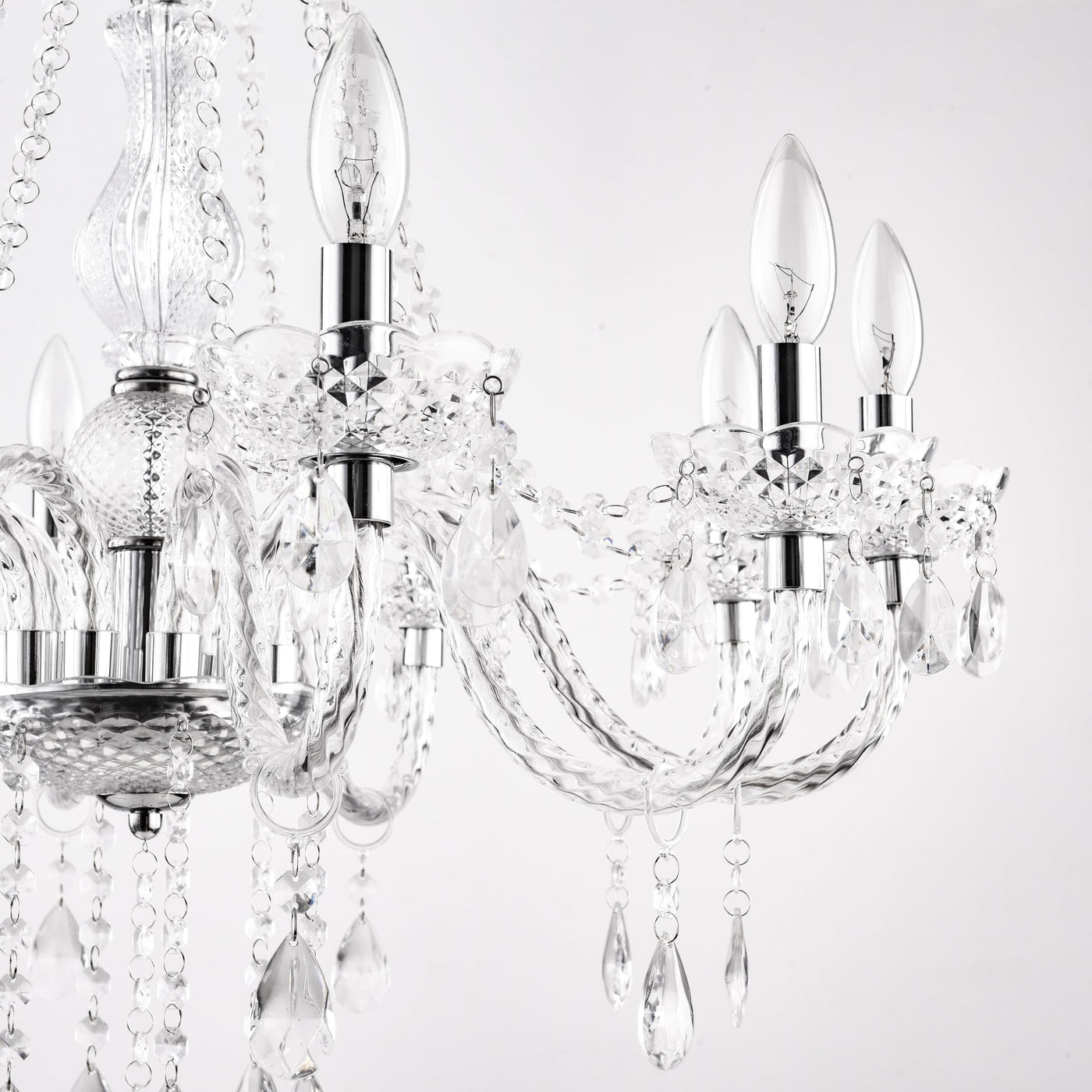PAPAYA Modern Chrome Beaded Hanging Chandelier Shades (W8.7 x H13), Beads Pendant Shade with Acrylic Crystal, Ceiling Chandelier Beaded Lampshade for Wedding Party Event Home Decoration Backdrop Bliss