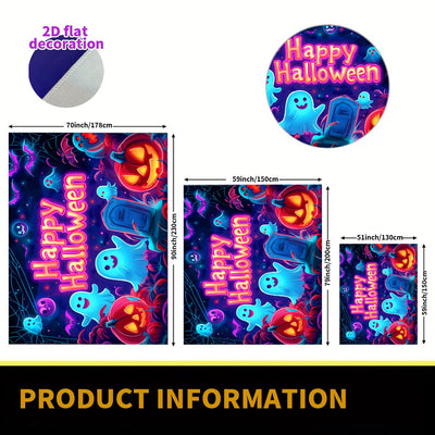 BSFHH Halloween Black Light Tapestry – UV Reactive Glow in the Dark Wall Hanging, Spooky Night Scene with Ghosts & Pumpkins, Haunting Home Decor for Parties, Bedroom, or Dorm (Haunted Houses, 79L" x 59W", Unframed) Backdrop Bliss