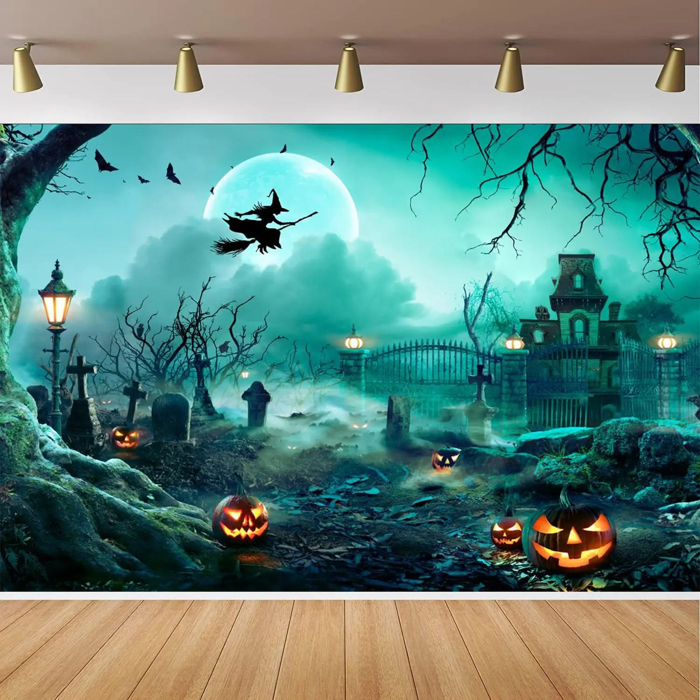 8X6FT Halloween Backdrop Photography Background Horror Moon Night Scary Cemetery Pumpkin Lantern Backdrop for Kids Adult Family Party Birthday Banner Decor Halloween Photo Backdrop SCO297B - Backdrop Bliss8X6FT Halloween Backdrop Photography Background Horror Moon Night Scary Cemetery Pumpkin Lantern Backdrop for Kids Adult Family Party Birthday Banner Decor Halloween Photo Backdrop SCO297B