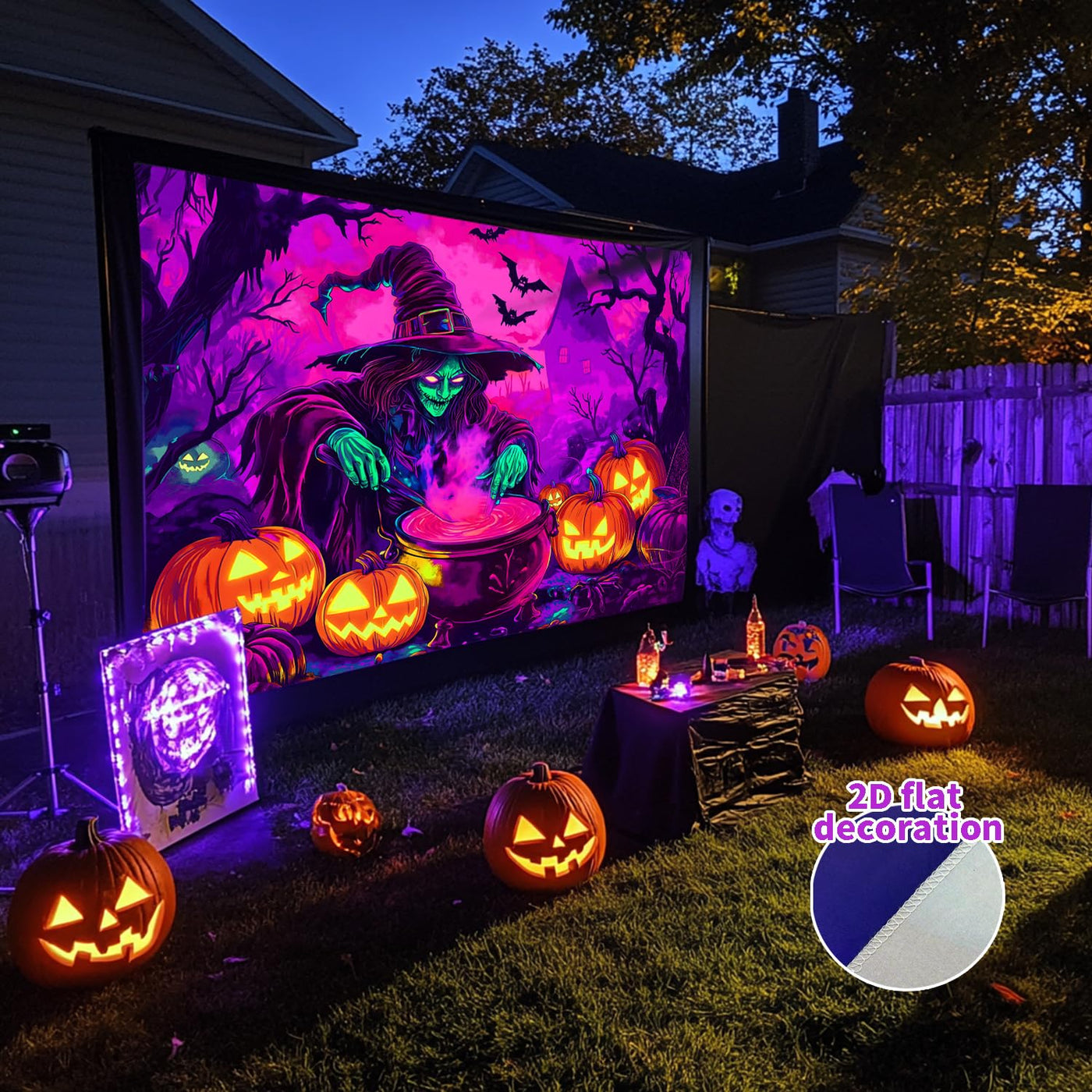 BSFHH Halloween Black Light Tapestry – UV Reactive Glow in the Dark Wall Hanging, Spooky Night Scene with Ghosts & Pumpkins, Haunting Home Decor for Parties, Bedroom, or Dorm (Haunted Houses, 79L" x 59W", Unframed) Backdrop Bliss