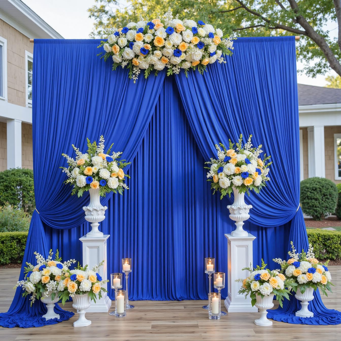 40FTx12FT White Wrinkle - Free Wedding Backdrop Curtain - Silky Washable White Polyester Drapes for Baby Showers, Birthday Parties, Photography, and Wedding Receptions - 8 Panels 5FTx12FT - Backdrop Bliss40FTx12FT White Wrinkle - Free Wedding Backdrop Curtain - Silky Washable White Polyester Drapes for Baby Showers, Birthday Parties, Photography, and Wedding Receptions - 8 Panels 5FTx12FT