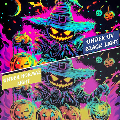 BSFHH Halloween Black Light Tapestry – UV Reactive Glow in the Dark Wall Hanging, Spooky Night Scene with Ghosts & Pumpkins, Haunting Home Decor for Parties, Bedroom, or Dorm (Haunted Houses, 79L" x 59W", Unframed) Backdrop Bliss