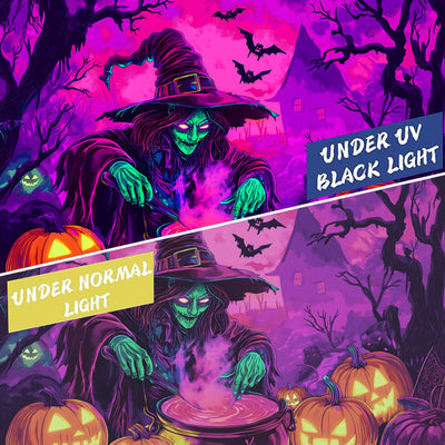 BSFHH Halloween Black Light Tapestry – UV Reactive Glow in the Dark Wall Hanging, Spooky Night Scene with Ghosts & Pumpkins, Haunting Home Decor for Parties, Bedroom, or Dorm (Haunted Houses, 79L" x 59W", Unframed) Backdrop Bliss