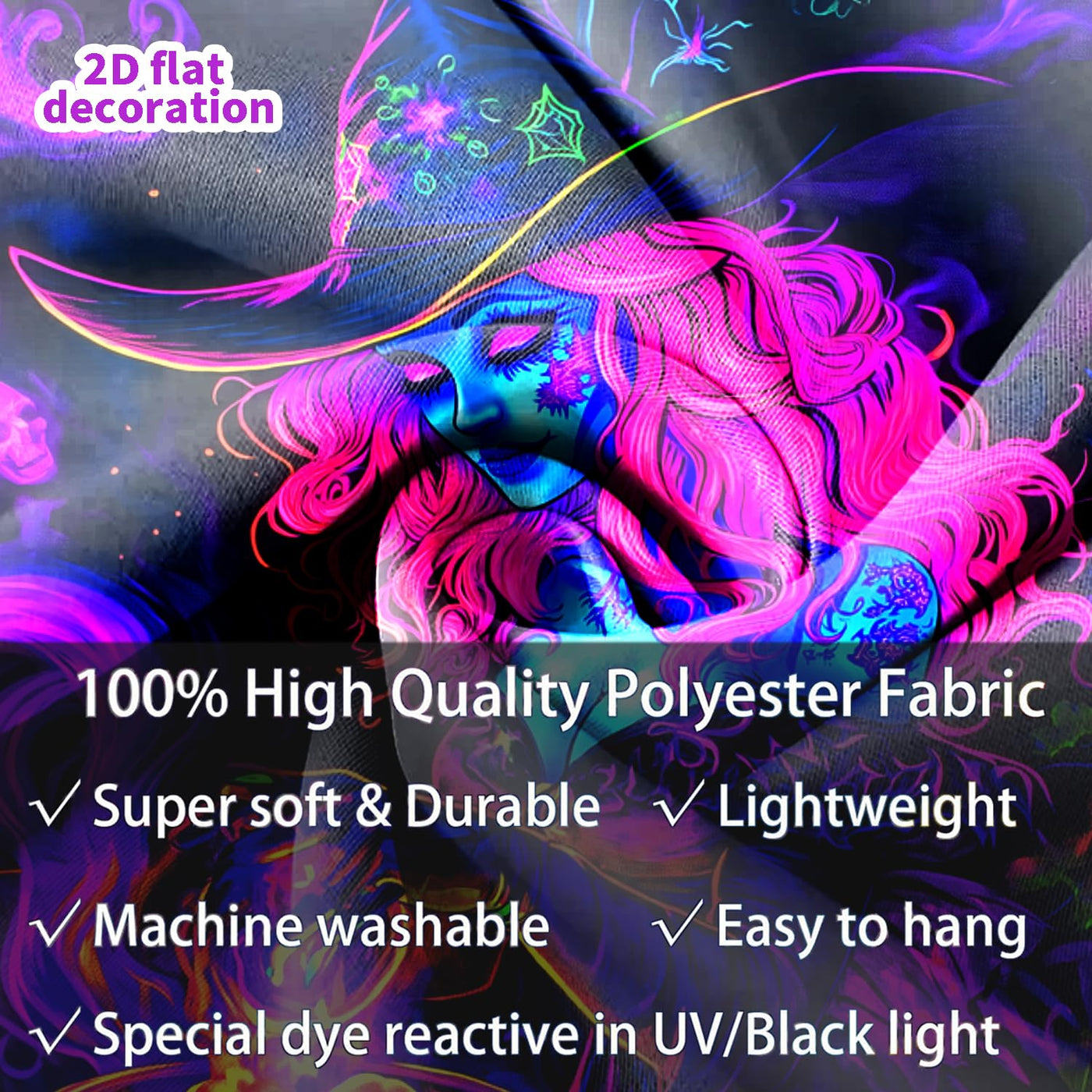 BSFHH Halloween Black Light Tapestry – UV Reactive Glow in the Dark Wall Hanging, Spooky Night Scene with Ghosts & Pumpkins, Haunting Home Decor for Parties, Bedroom, or Dorm (Haunted Houses, 79L" x 59W", Unframed) Backdrop Bliss