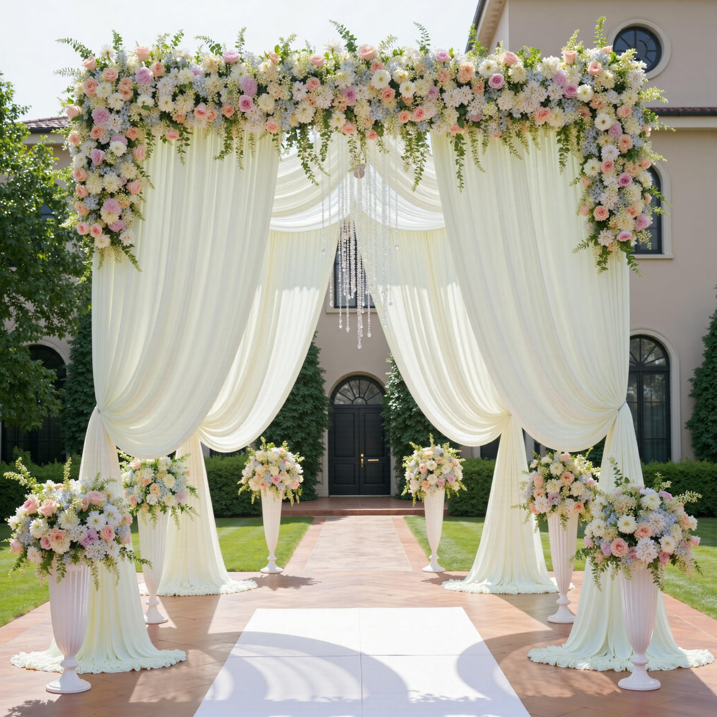 40FTx12FT White Wrinkle - Free Wedding Backdrop Curtain - Silky Washable White Polyester Drapes for Baby Showers, Birthday Parties, Photography, and Wedding Receptions - 8 Panels 5FTx12FT - Backdrop Bliss40FTx12FT White Wrinkle - Free Wedding Backdrop Curtain - Silky Washable White Polyester Drapes for Baby Showers, Birthday Parties, Photography, and Wedding Receptions - 8 Panels 5FTx12FT