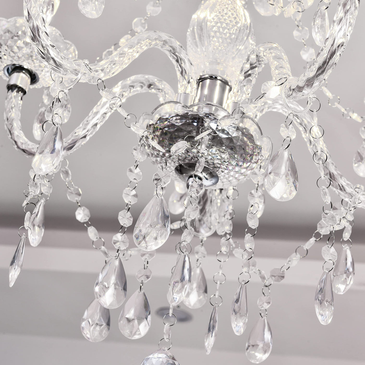 PAPAYA Modern Chrome Beaded Hanging Chandelier Shades (W8.7 x H13), Beads Pendant Shade with Acrylic Crystal, Ceiling Chandelier Beaded Lampshade for Wedding Party Event Home Decoration Backdrop Bliss