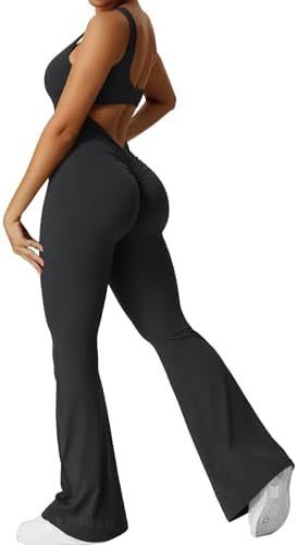 Women Sleeveless Flare Jumpsuits Fitness Yoga Long Pants - Backdrop BlissWomen Sleeveless Flare Jumpsuits Fitness Yoga Long Pants