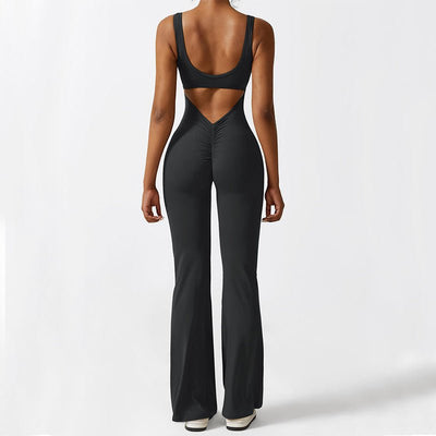Women Sleeveless Flare Jumpsuits Fitness Yoga Long Pants - Backdrop BlissWomen Sleeveless Flare Jumpsuits Fitness Yoga Long Pants