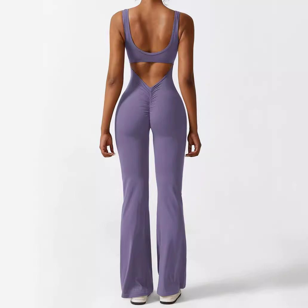 Women Sleeveless Flare Jumpsuits Fitness Yoga Long Pants - Backdrop BlissWomen Sleeveless Flare Jumpsuits Fitness Yoga Long Pants