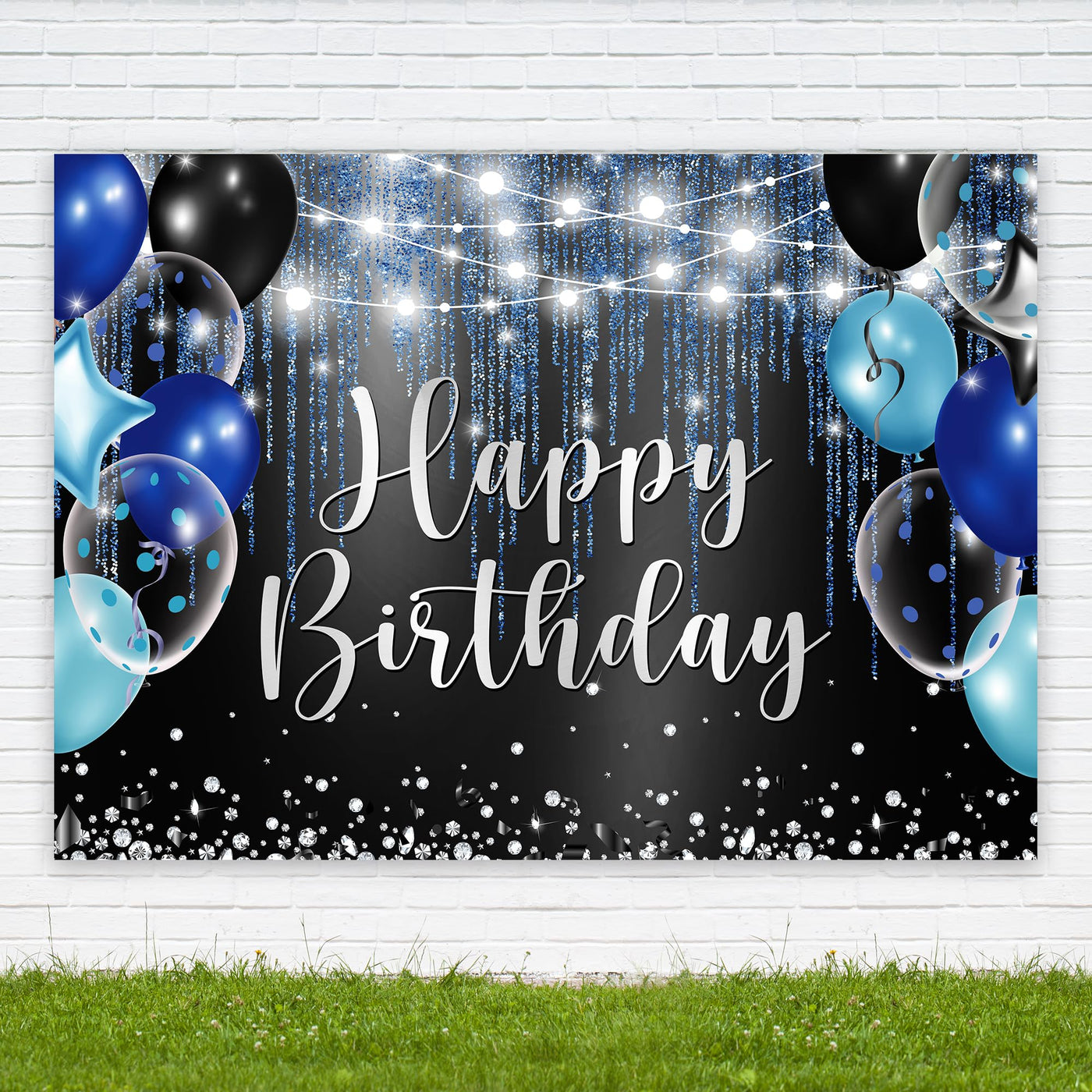 Riyidecor Royal Navy Blue Silver Happy Birthday Backdrop Party Decorations for Men Boys 7Wx5H Feet Polyester Fabric Balloon Diamond Sparkle Bday Photography Background Decor Banner Studio Photo Shoot - Backdrop BlissRiyidecor Royal Navy Blue Silver Happy Birthday Backdrop Party Decorations for Men Boys 7Wx5H Feet Polyester Fabric Balloon Diamond Sparkle Bday Photography Background Decor Banner Studio Photo Shoot