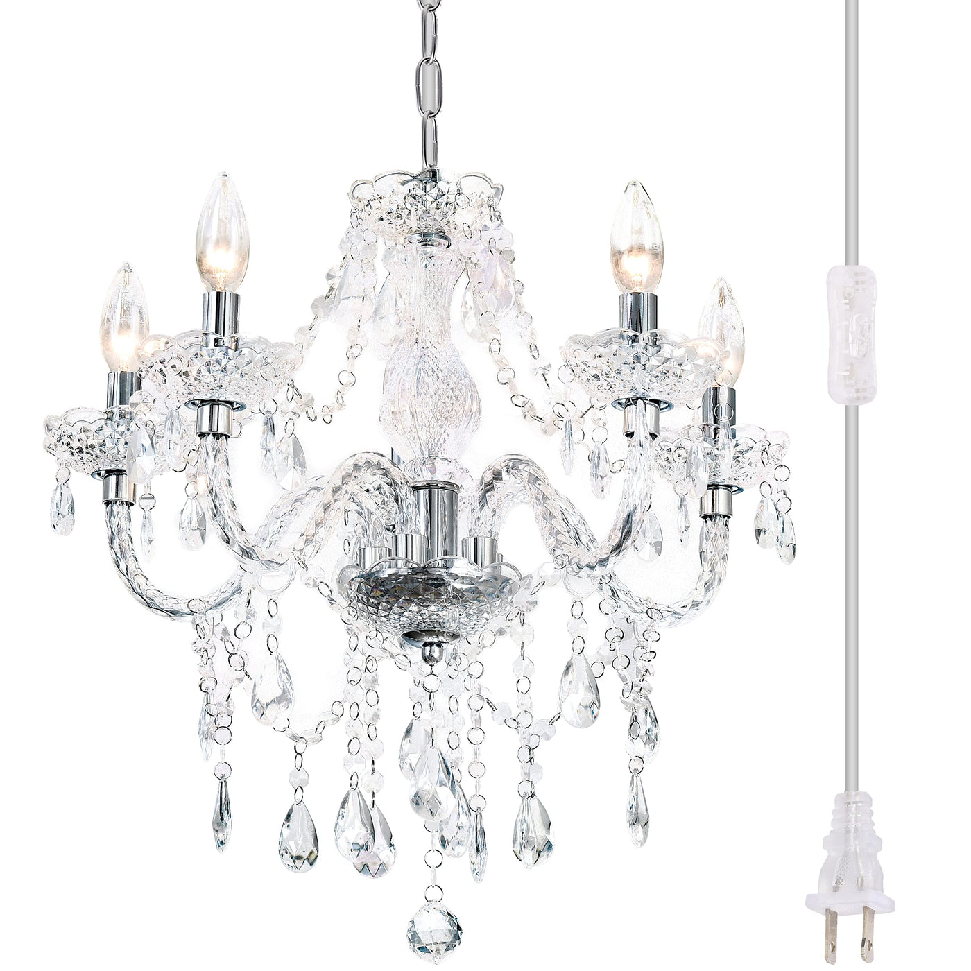 PAPAYA Modern Chrome Beaded Hanging Chandelier Shades (W8.7 x H13), Beads Pendant Shade with Acrylic Crystal, Ceiling Chandelier Beaded Lampshade for Wedding Party Event Home Decoration Backdrop Bliss
