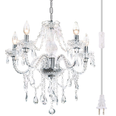 PAPAYA Modern Chrome Beaded Hanging Chandelier Shades (W8.7 x H13), Beads Pendant Shade with Acrylic Crystal, Ceiling Chandelier Beaded Lampshade for Wedding Party Event Home Decoration Backdrop Bliss