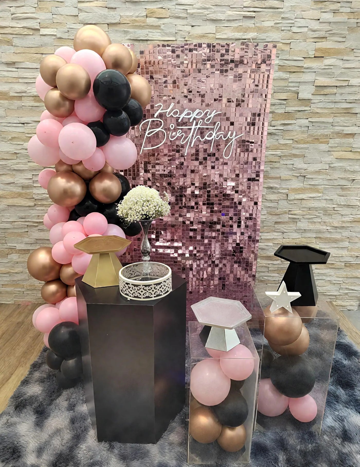 Pink Shimmer Wall Backdrop 24 Panels Cover 6 x 4 Ft, Photo Backdrops for Wedding,Anniversary,Birthday,Party Decoration Backdrop Bliss