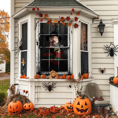Halloween Horror Curtain Window Cover Decorations Scary Window Door Cover Backdrop Bliss