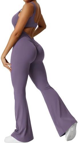 Women Sleeveless Flare Jumpsuits Fitness Yoga Long Pants - Backdrop BlissWomen Sleeveless Flare Jumpsuits Fitness Yoga Long Pants