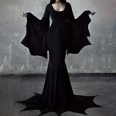 Black Costume Womens Gothic Witch Bat Sleeve Dress Halloween Cosplay Costumes Vintage Carnival Party Outfit - Backdrop BlissBlack Costume Womens Gothic Witch Bat Sleeve Dress Halloween Cosplay Costumes Vintage Carnival Party Outfit