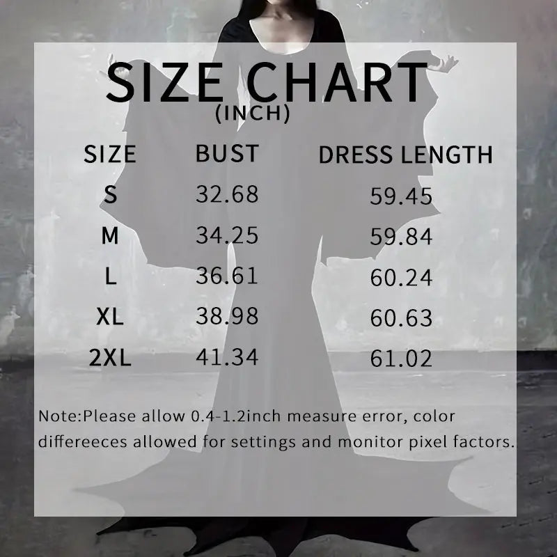 Black Costume Womens Gothic Witch Bat Sleeve Dress Halloween Cosplay Costumes Vintage Carnival Party Outfit - Backdrop BlissBlack Costume Womens Gothic Witch Bat Sleeve Dress Halloween Cosplay Costumes Vintage Carnival Party Outfit