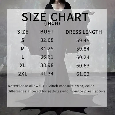 Black Costume Womens Gothic Witch Bat Sleeve Dress Halloween Cosplay Costumes Vintage Carnival Party Outfit - Backdrop BlissBlack Costume Womens Gothic Witch Bat Sleeve Dress Halloween Cosplay Costumes Vintage Carnival Party Outfit