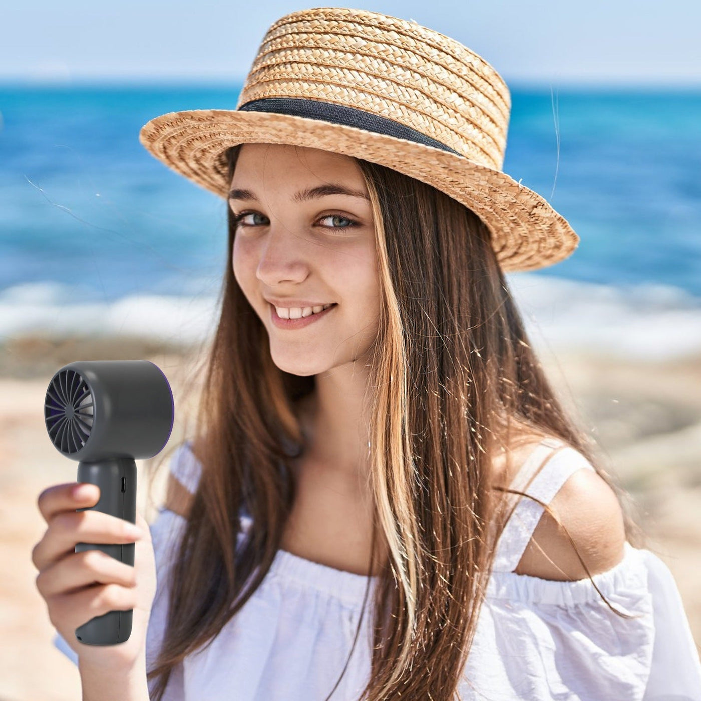 One Hundred Speed Handheld Fan With Ice Cooler High Speed Turbo Fan 3000mAh Rechargeable Hand Fan With LCD Display For Travel Camping Beach Outdoor - Backdrop BlissOne Hundred Speed Handheld Fan With Ice Cooler High Speed Turbo Fan 3000mAh Rechargeable Hand Fan With LCD Display For Travel Camping Beach Outdoor