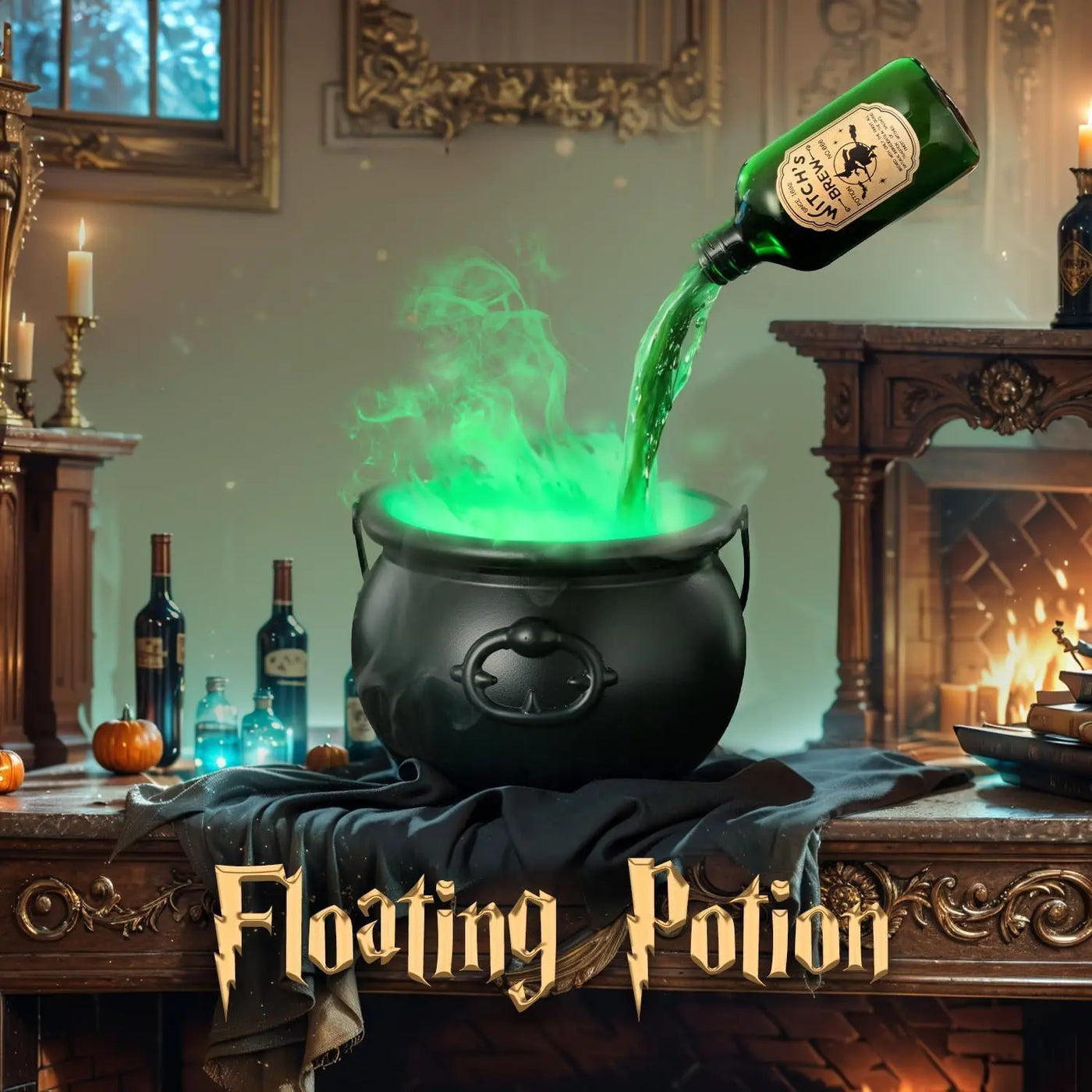 Halloween Black Wizard Bowl Magic Float Bottle And Diffuser Indoor Home Bar Magic Party Horror Ghost Props Halloween Decoration Backdrop Bliss
